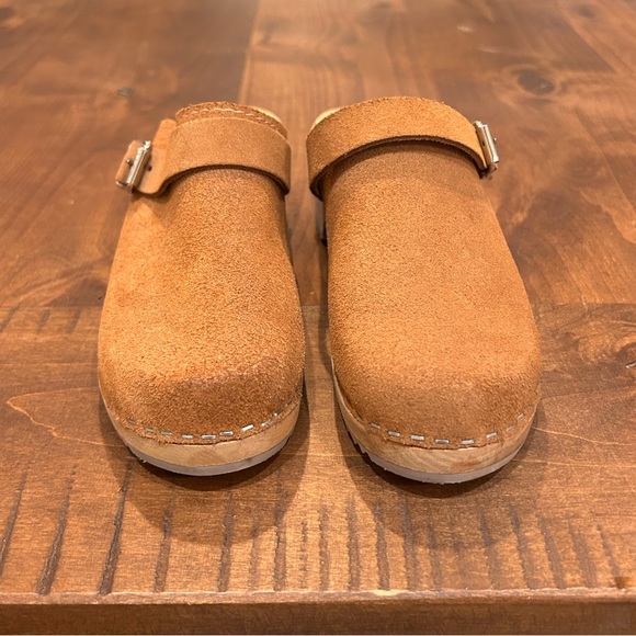 MIA Alma Swedish Wooden Sole Leather Suede Clogs Brown Size 37 (US 7) - Picture 7 of 7
